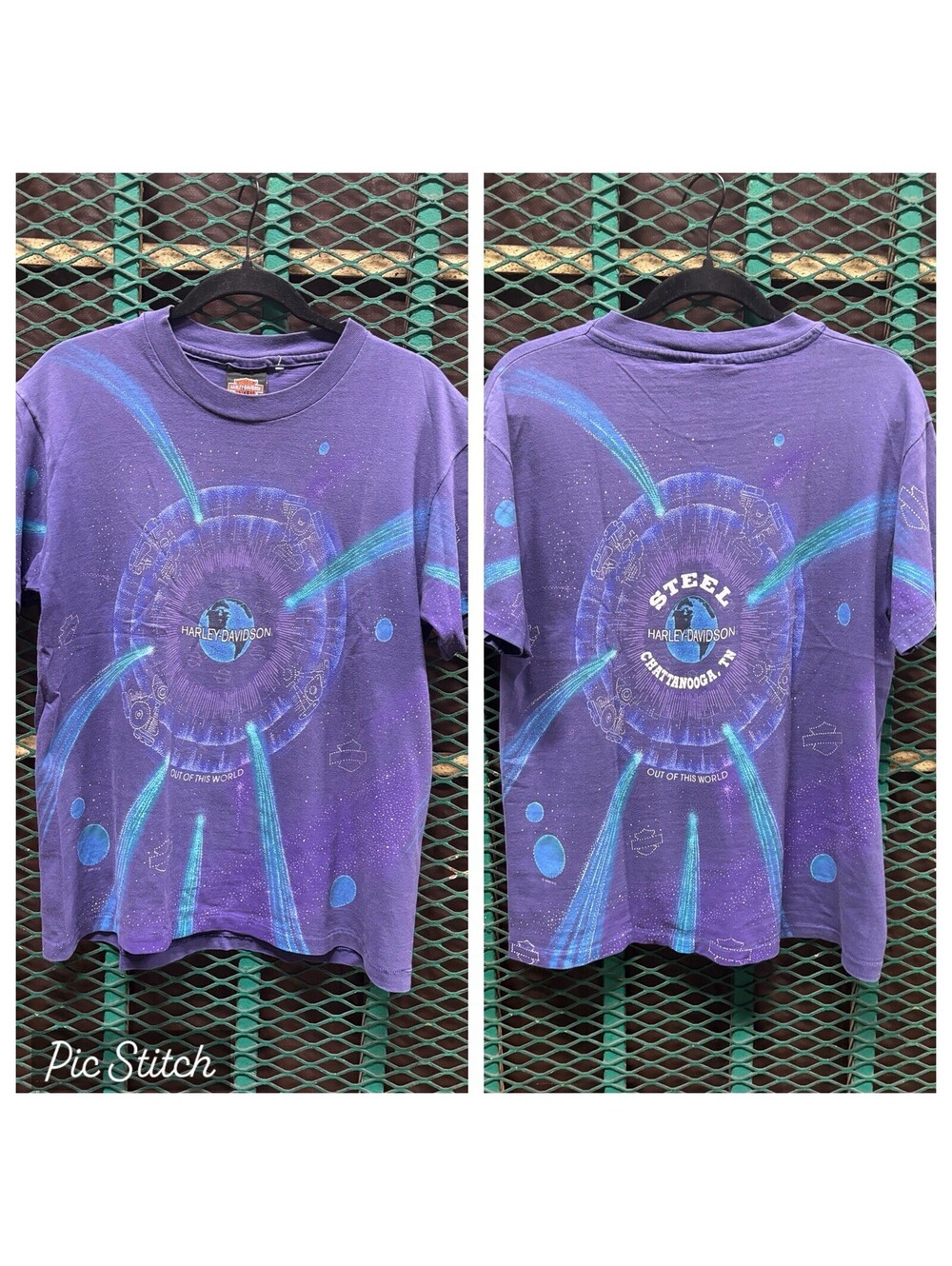 Harley Davidson Vintage AOP Shirt Out of This World Galaxy Single Stitch Medium